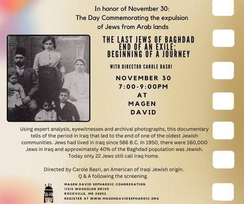 Banner Image for The Last Jews of Baghdad; a Film at Magen David